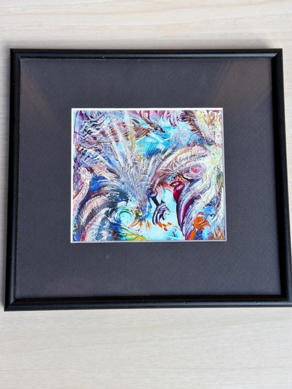 Colorful Abstract Framed Original Canvas Art 8.5x9